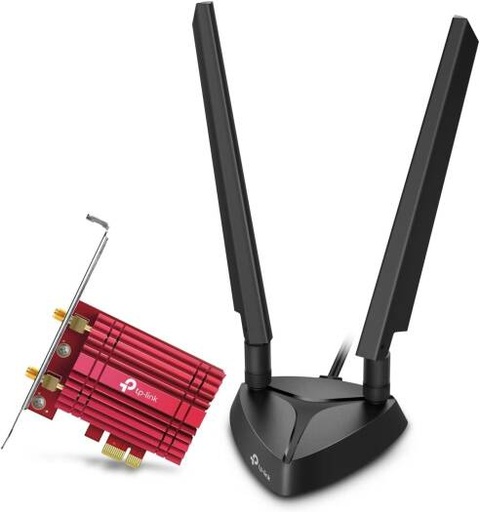 [Archer TXE75E] TP-Link WiFi 6E AX5400 PCIe WiFi Card, Tri Band Wireless Adapter with Bluetooth 5.2, WPA3, MU MIMO, OFDMA, Heat Sink, Low Profile Bracket, Supports Windows 1064bit, 11, Red | Archer TXE75E
