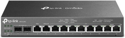 [ER7212PC] TP-Link ER7212PC Omada 3-in-1 Gigabit VPN Router, Up to 4 WAN Ports, 110W PoE Budget, High-Security VPN, Fanless Design, URL Filtering, Black | ER7212PC
