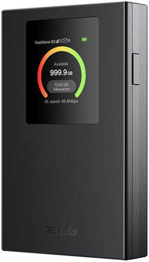 [4G185v4.0] Tenda 4G185 v4.0 LTE Advanced Mobile Wi-Fi, 1.44 LCD Display, USB-C Port, 286Mbps Wifi Speed, Wi-Fi 6 Technology, 2100 mAh Battery Capacity, Black | 4G185v4.0